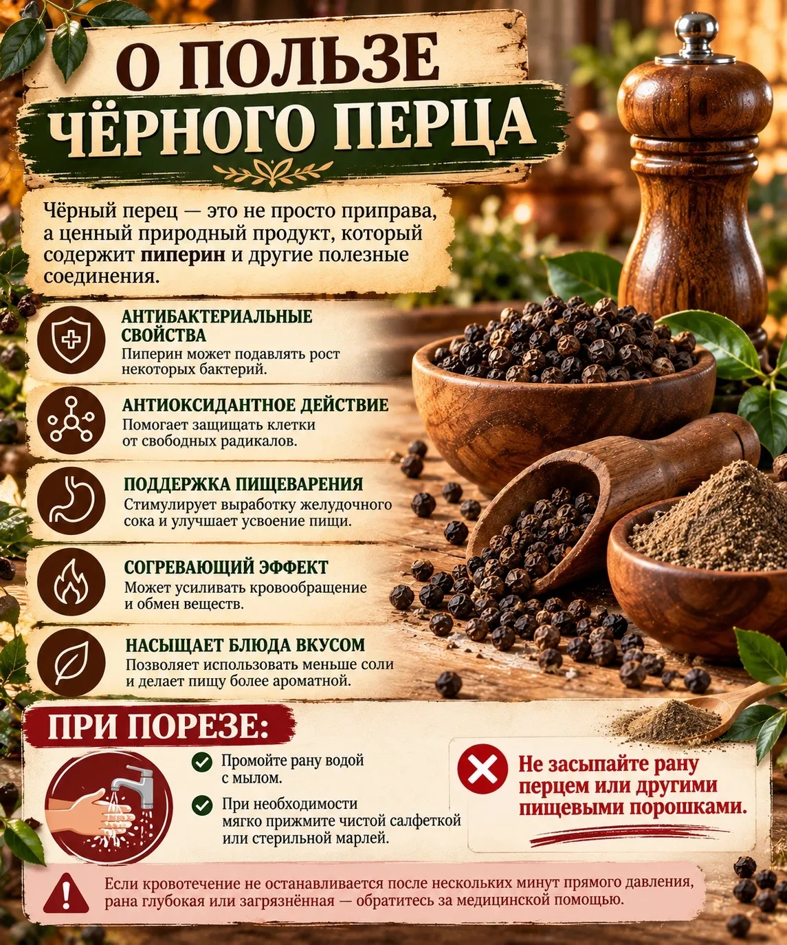 ☝️ Чёрный перец — ваш незаменимый помощник!