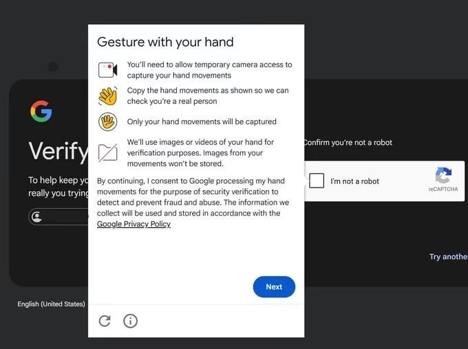 🛑 Борьба с ИИ-ботами или угроза приватности? Google тестирует биометрическую CAPTCHA.

🖐 Вместо пр