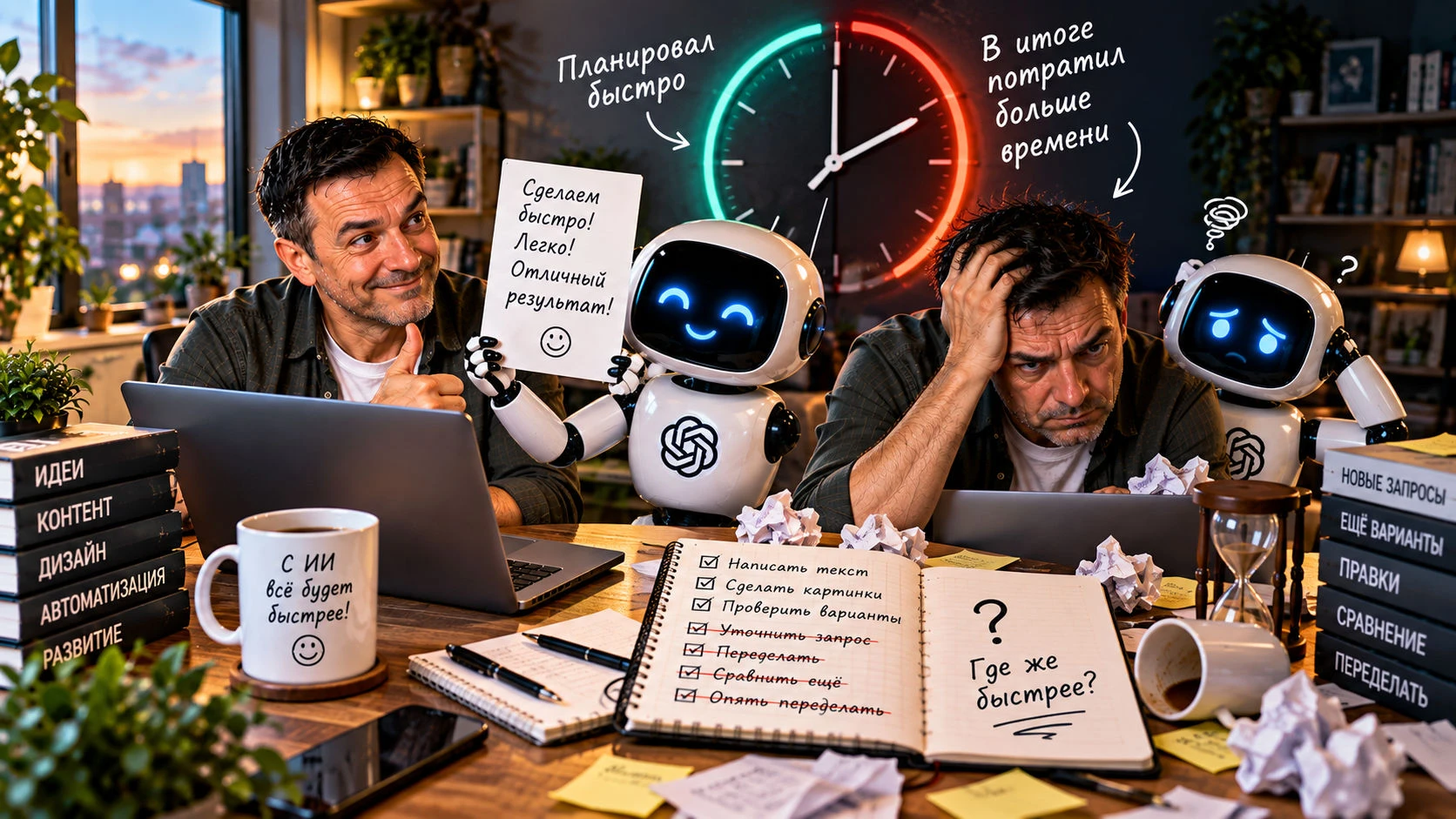 Хотел сделать быстрее с ИИ. В итоге потратил больше времени.