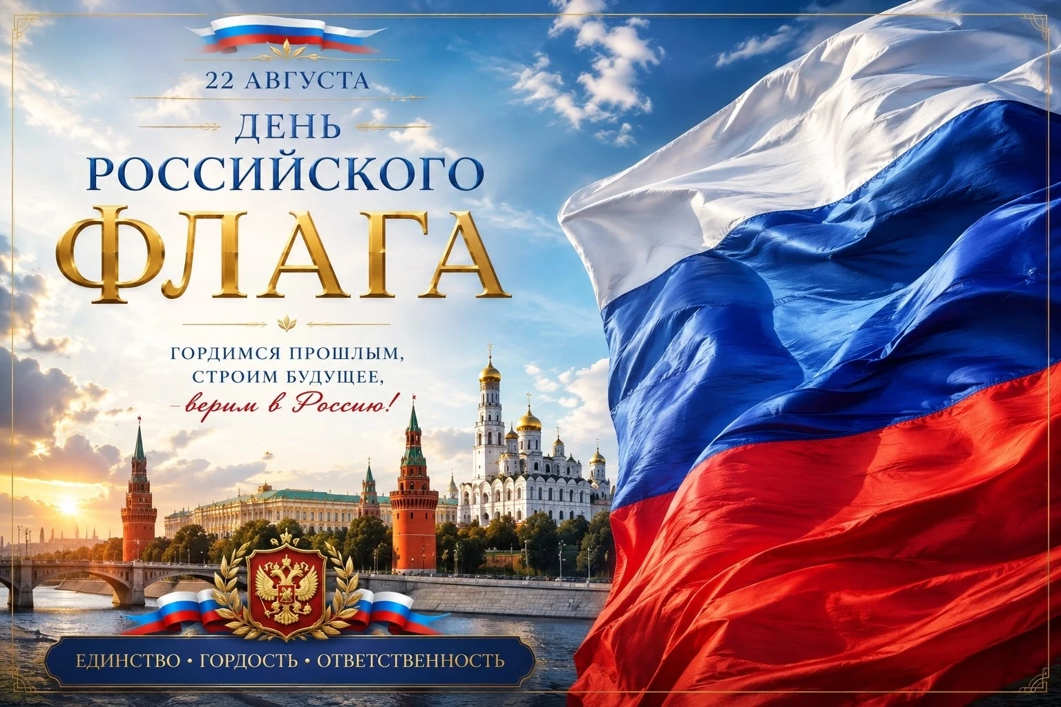 22 августа — День Государственного флага Российской Федерации