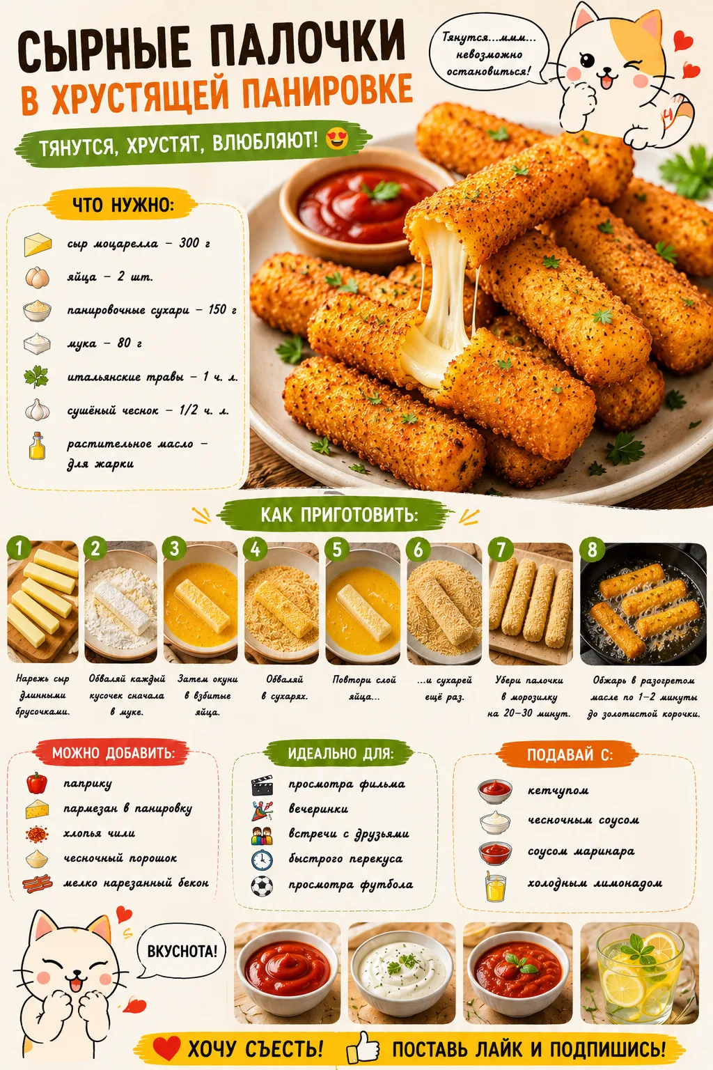🧀 СЫРНЫЕ ПАЛОЧКИ В ХРУСТЯЩЕЙ ПАНИРОВКЕ