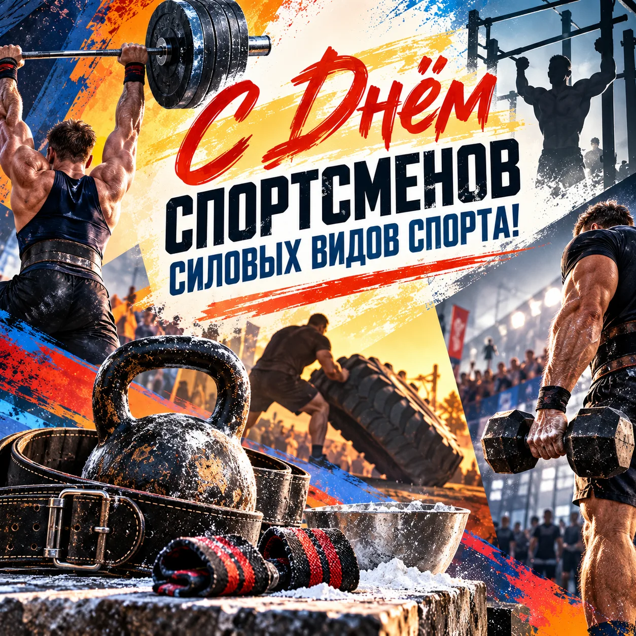 С Днём спортсменов силовых видов спорта! С Днём силы! 🏋️