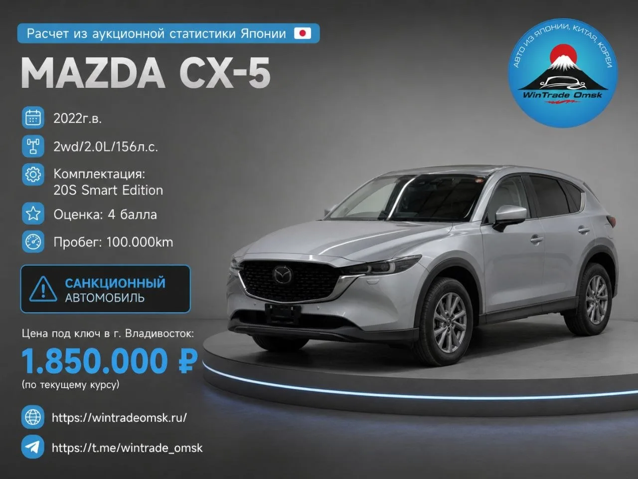 Расчет из аукционной статистики Японии Mazda CX-5 🇯🇵