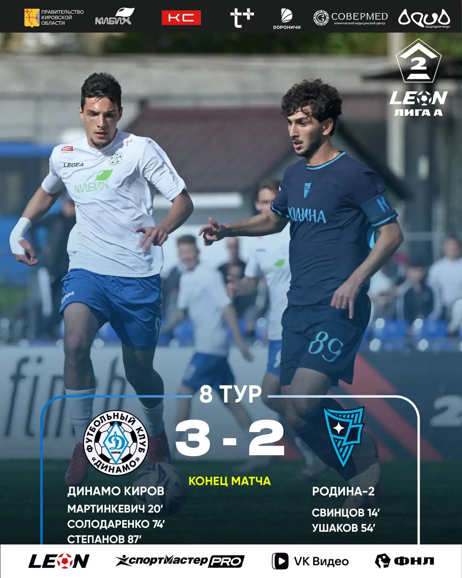 ⚽ Кировское "Динамо" сегодня обыграло ФК "Родина-2" 3:2. Сверхбоевой матч и заслуженная...