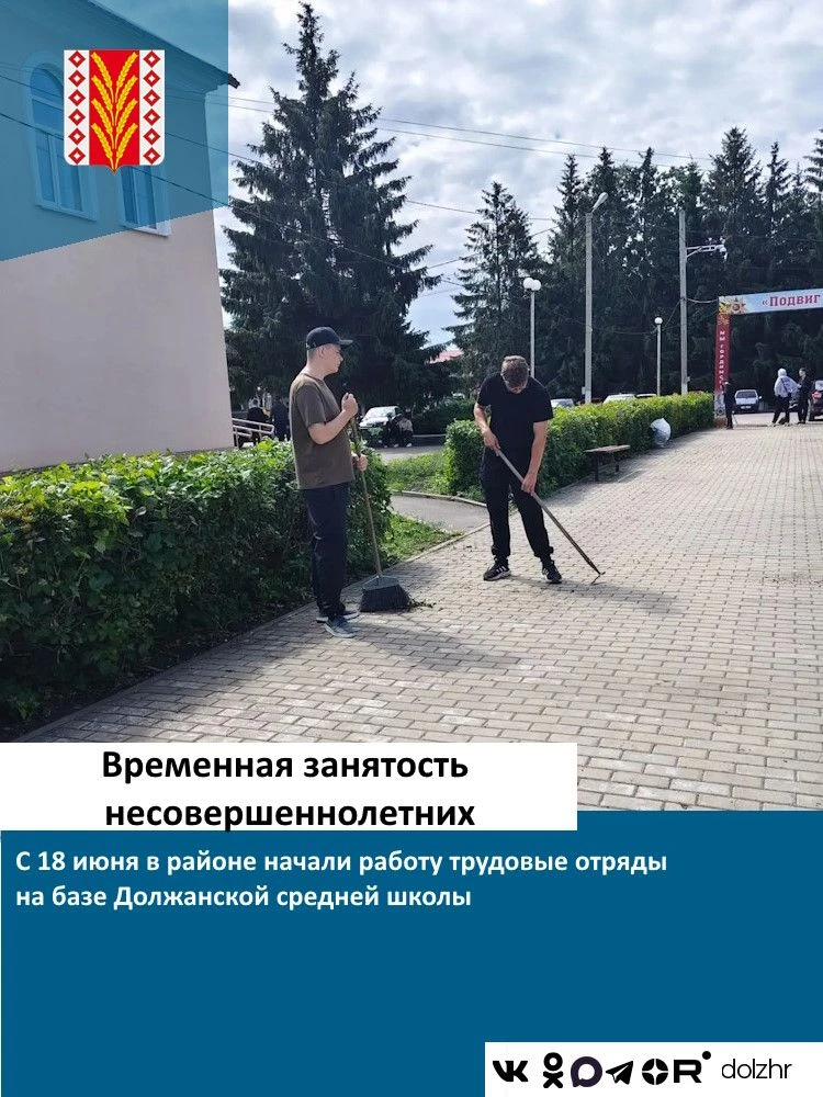Временная занятость несовершеннолетних
 
С 18 июня в районе начали работу трудовые отряды на базе До