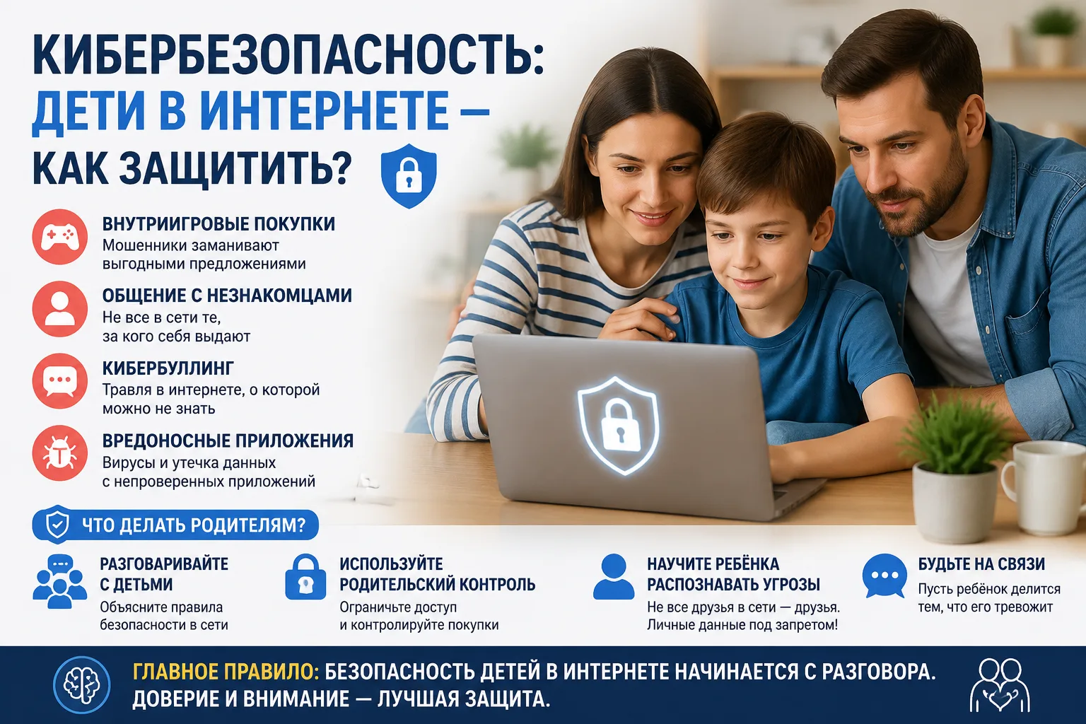 👨‍👩‍👧‍👦 Кибербезопасность: дети в интернете — как защитить?