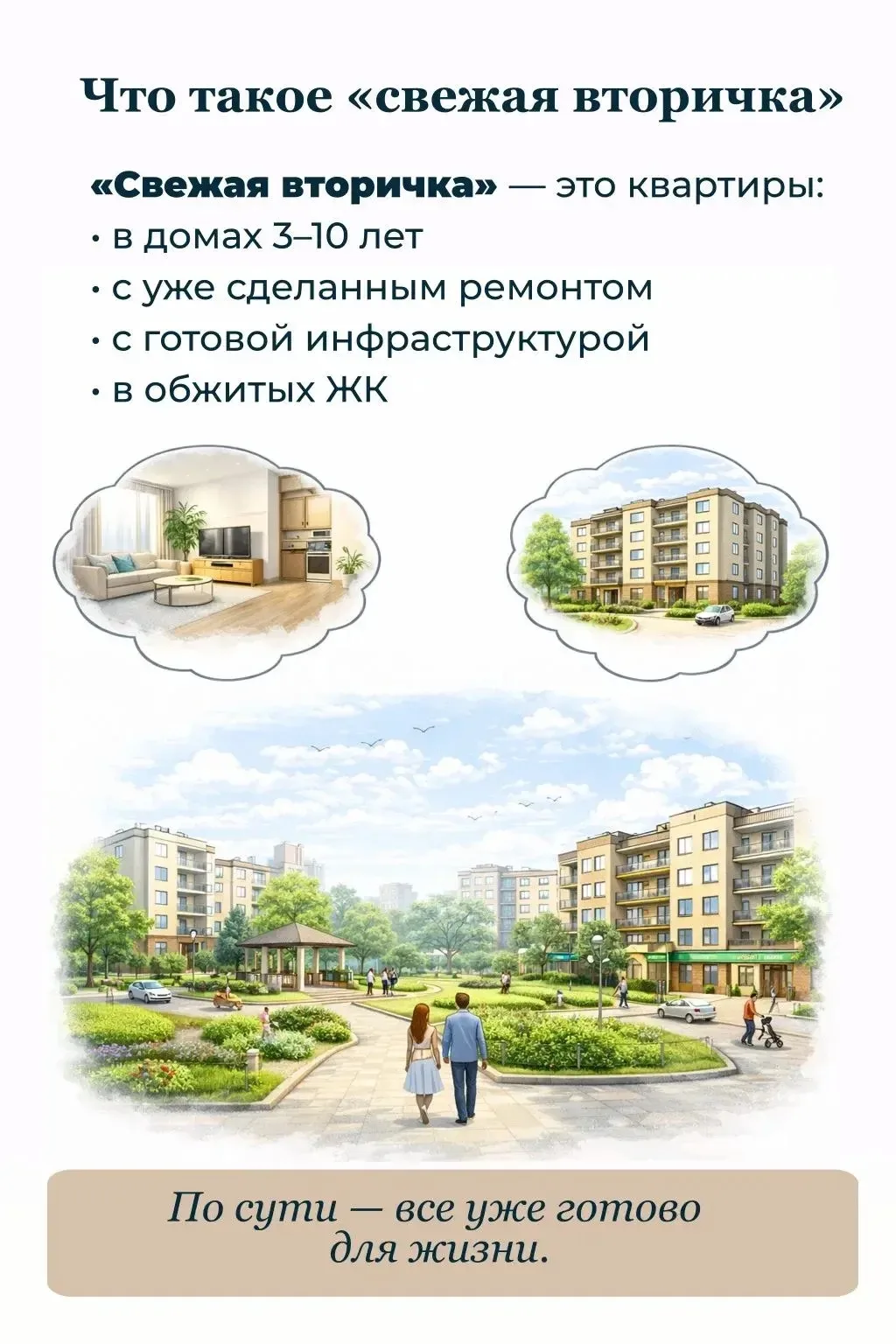 🏠 Новостройка или свежая вторичка?  Сейчас эти варианты часто одинаковы по уровню, району и инфрастр