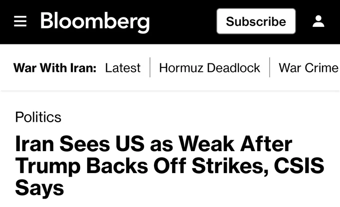 🇮🇷🇺🇸Отказ Трампа от собственных угроз убеждает Иран в слабости Америки, — CSIS*

▪️Иран убеждён,