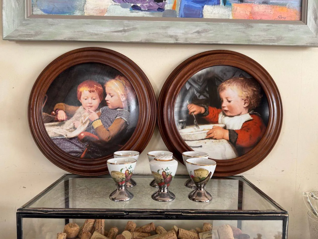 Тарелка настенная панно в раме дуб фарфор Suisse Langenthal 🖼️👶🏼
