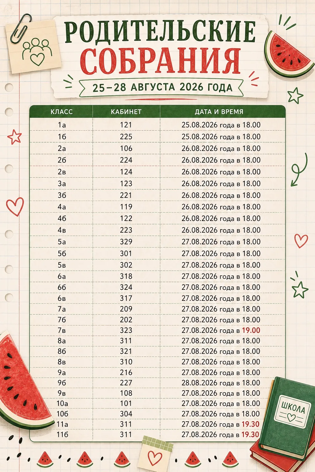 🍉 Родительские собрания — уже совсем скоро!