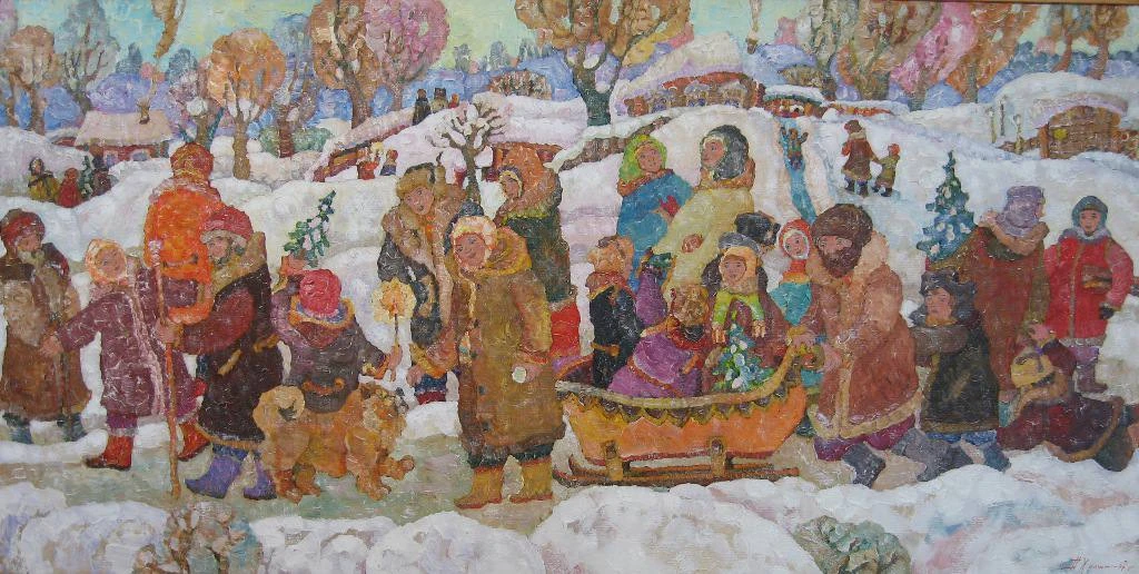 🌟С Рождеством, дорогие друзья!   Борис Кустодиев «Зимняя ярмарка»  Владимир Жданов «Святки»  Дмитрий