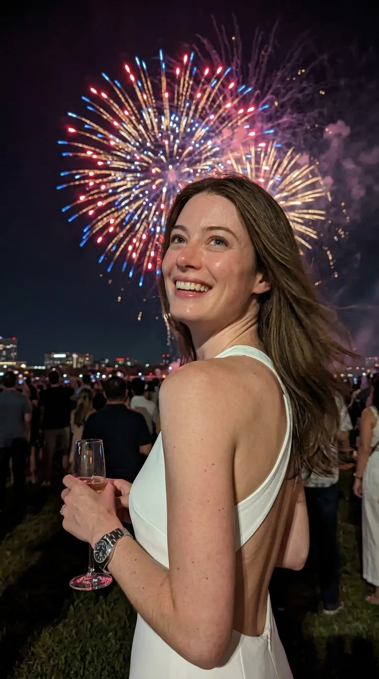 🎆 Белое платье и фейерверк
