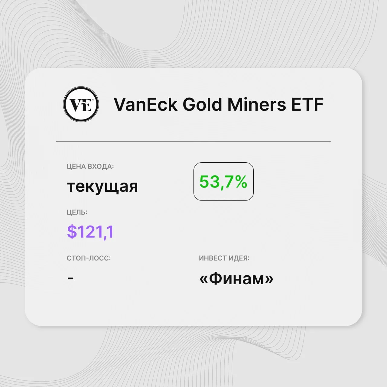 Инвест-идея по акциям VanEck Gold Miners ETF