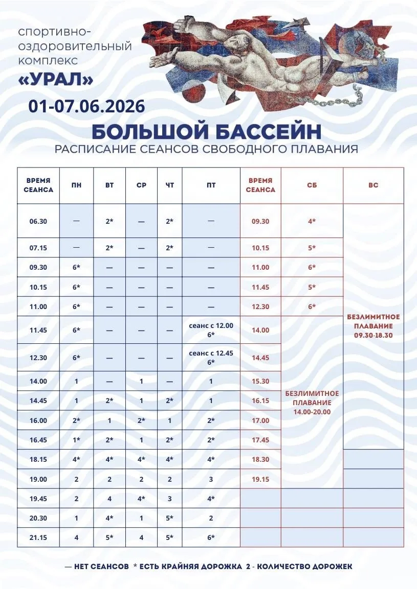 🤩 Новое расписание свободного плавания