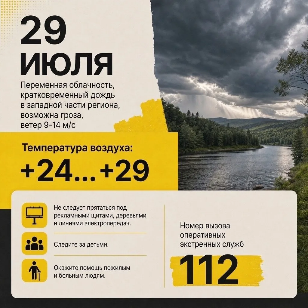 Прогноз погоды на 29 июля