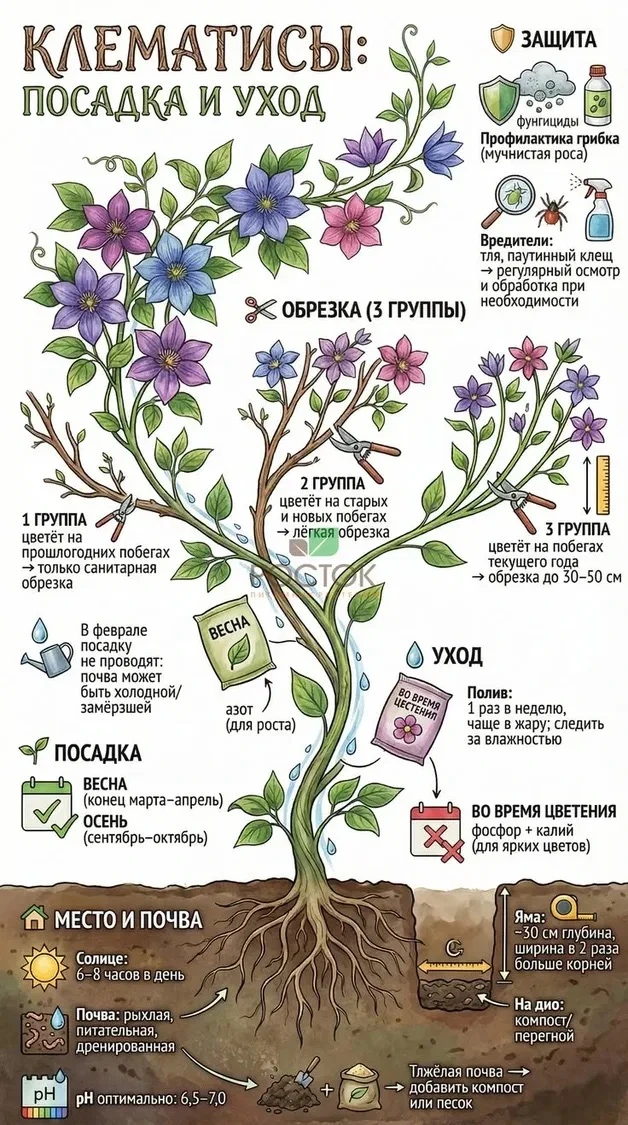 Уход за клематисами в сентябре