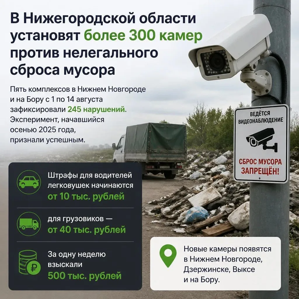 📹 В Нижегородской области установят более 300 камер против нелегального сброса мусора