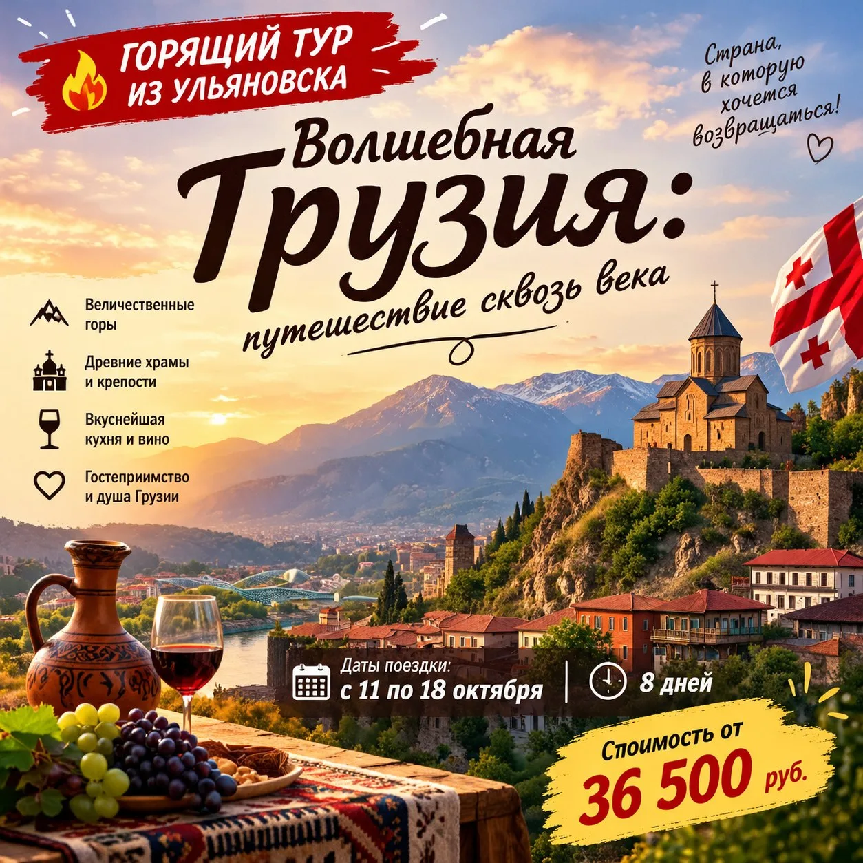 🔥 Горящий тур «Волшебная Грузия: путешествие сквозь века»