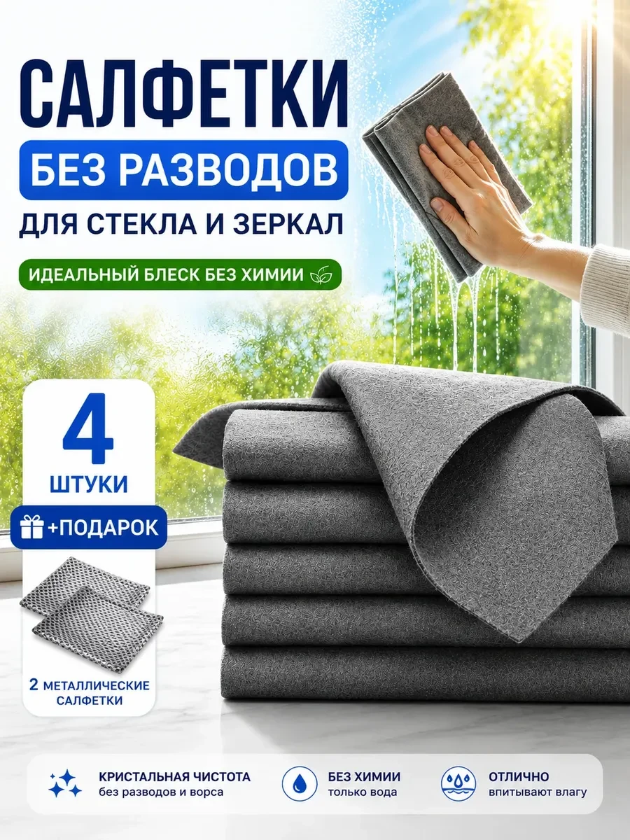 ⚡️ Волшебная тряпка для глянцевых поверхностей без разводов, A&E - Lightness and Comfort