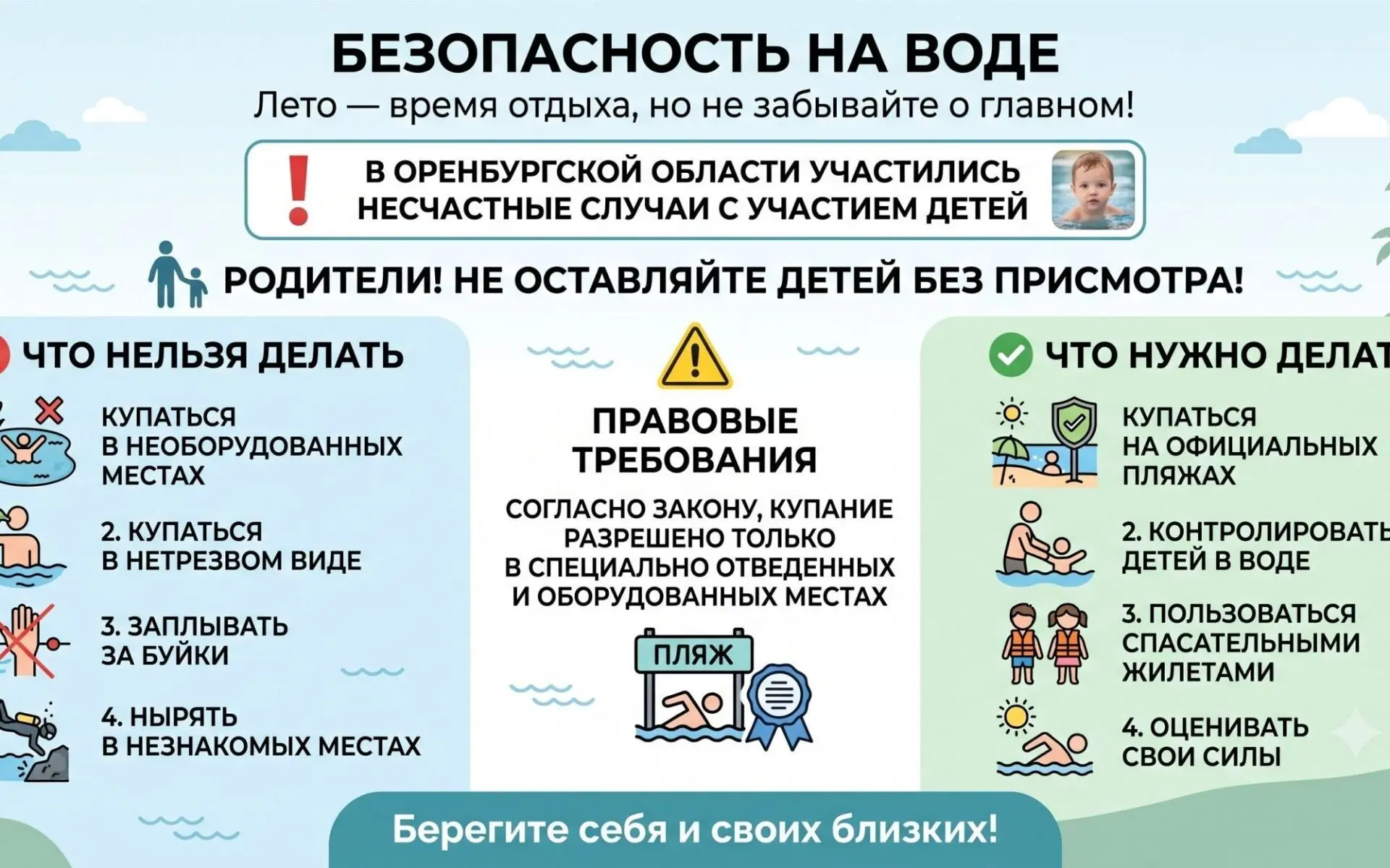 Лето — пора отдыха у водоёмов, но вода таит серьёзные риски. Статистика 2026 года в Оре...