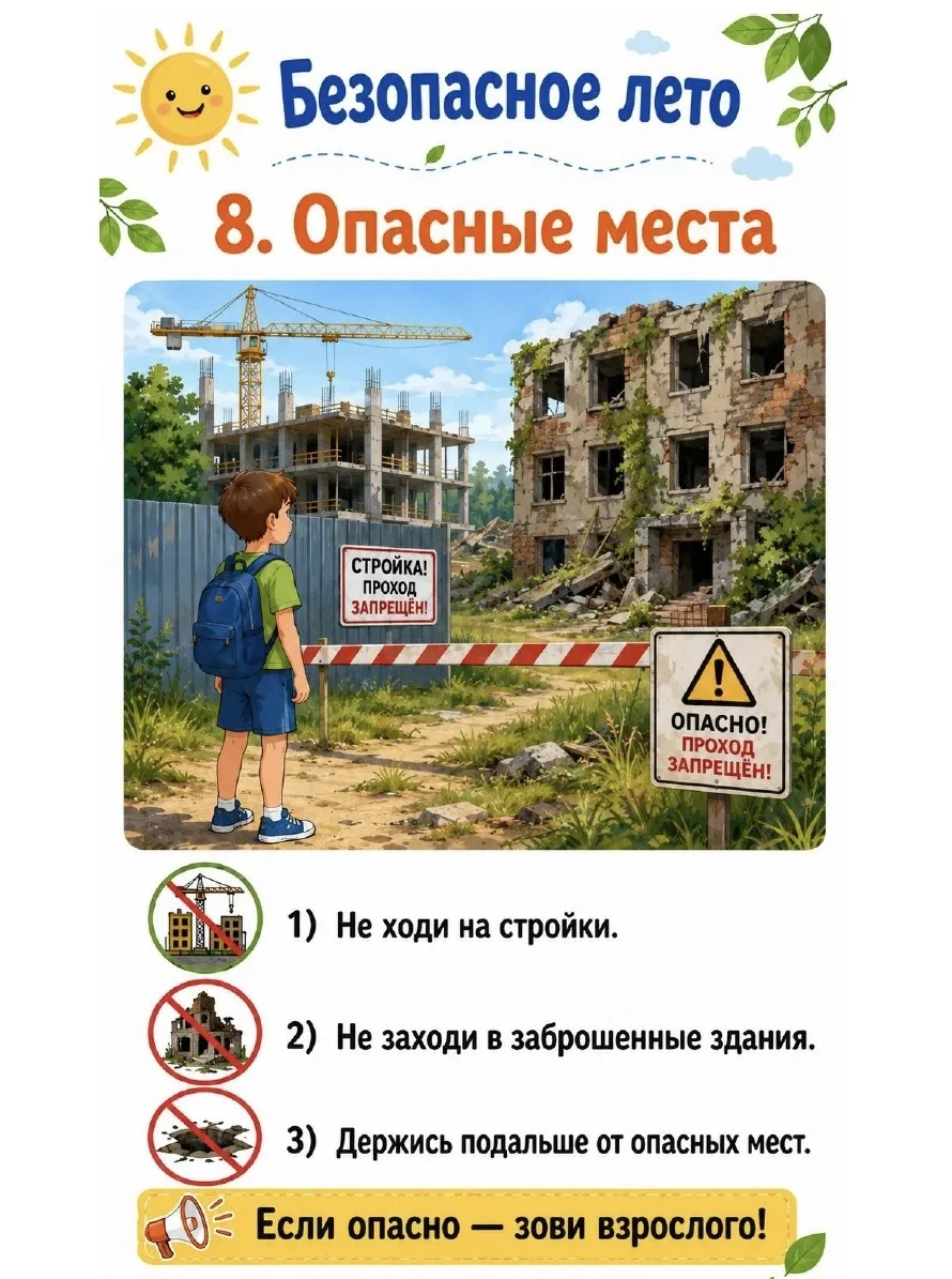 Опасные игры: почему стройкам и заброшкам — твердое «НЕТ»! 🚧🏚️⚠️

📢 Памятка для юных исследовател