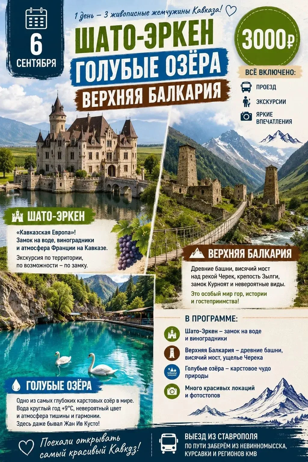 🏰 **ШАТО-ЭРКЕН + ГОЛУБЫЕ ОЗЁРА + ВЕРХНЯЯ БАЛКАРИЯ** 💙