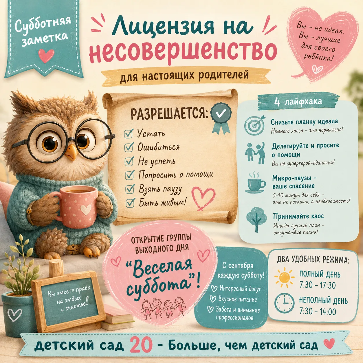 ✨ Субботняя заметка: "Лицензия на несовершенство" для настоящих родителей ✨

Дорогие родители дошкол