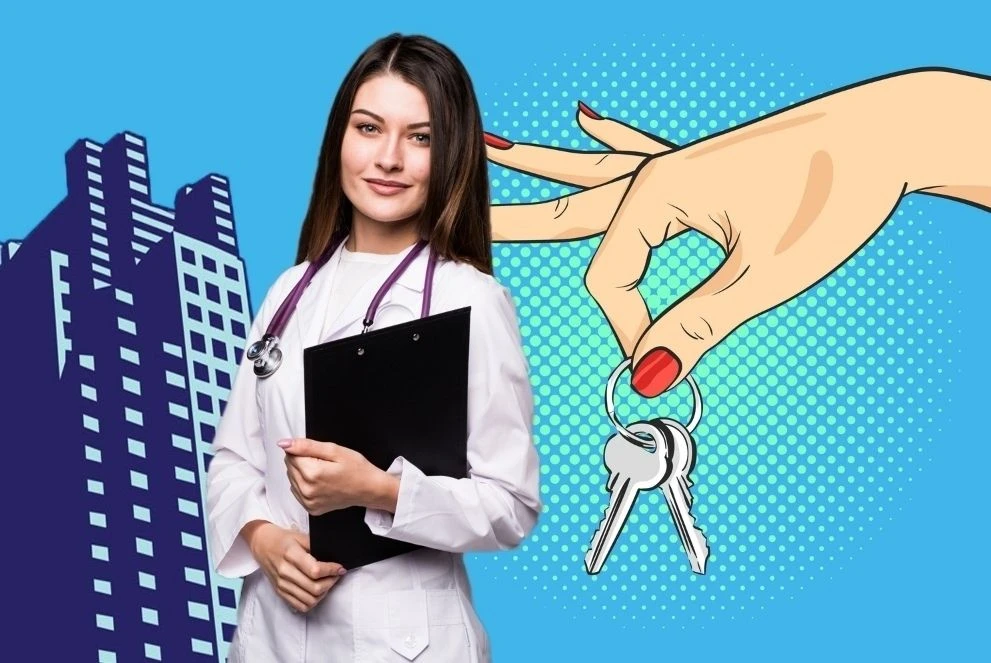 Денежной компенсация платы за наем жилого помещения по договору найма медицинским работ...