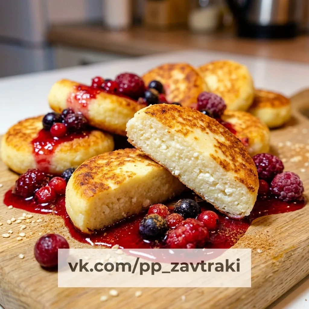 🍓 ПП-завтрак: манные биточки с творогом и ягодным соусом - 8 штук