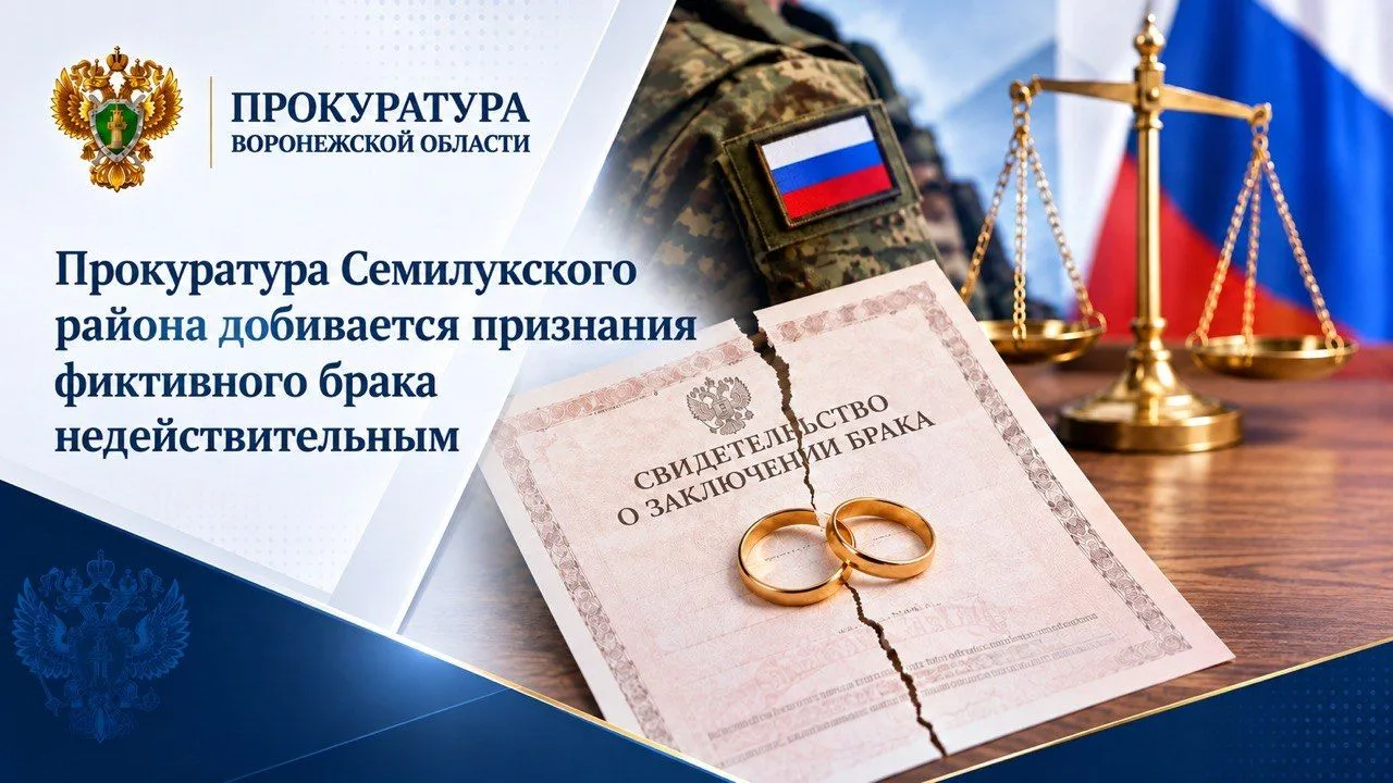 Прокуратура Семилукского района добивается признания фиктивного брака недействительным
