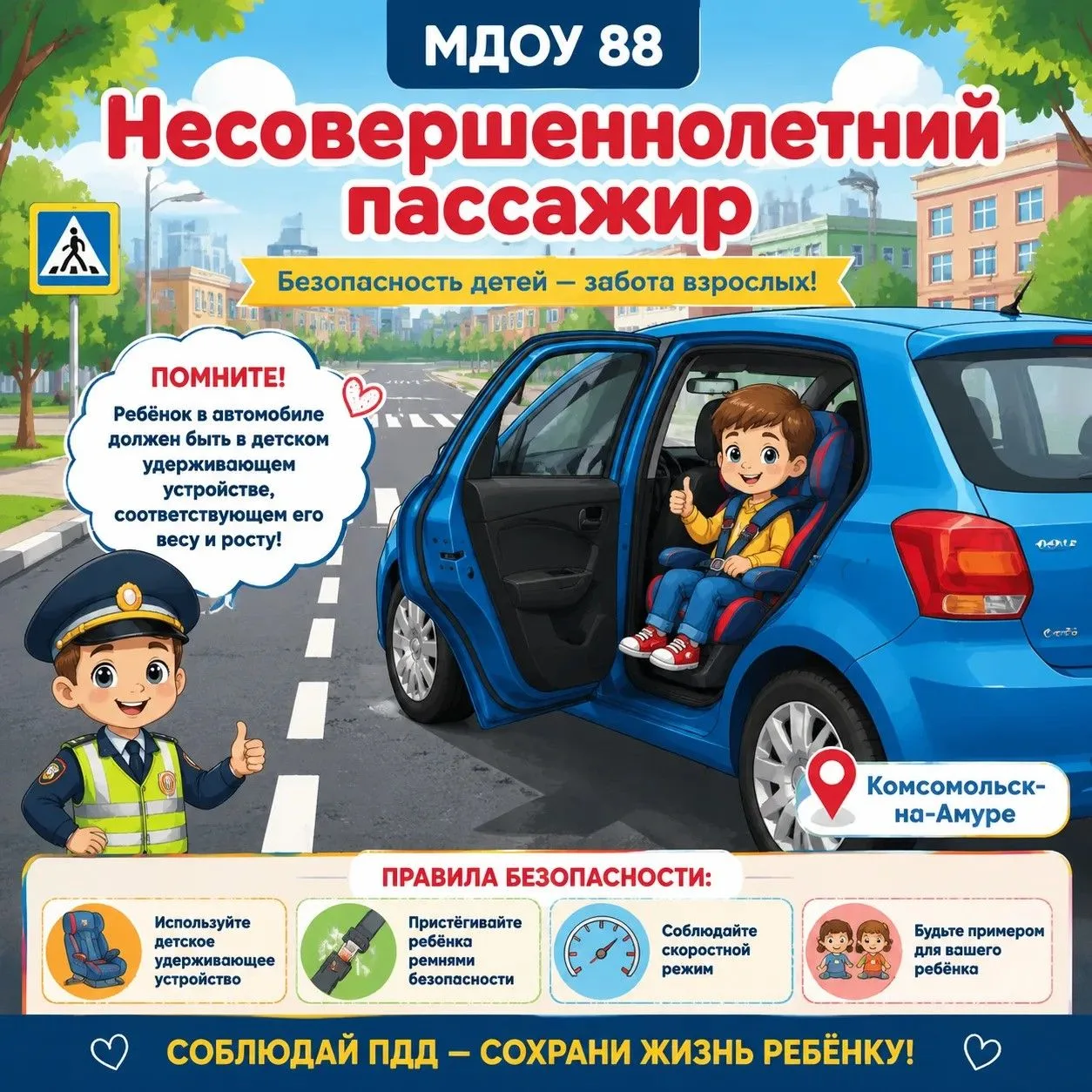 🚗 Несовершеннолетний пассажир: что важно помнить родителям