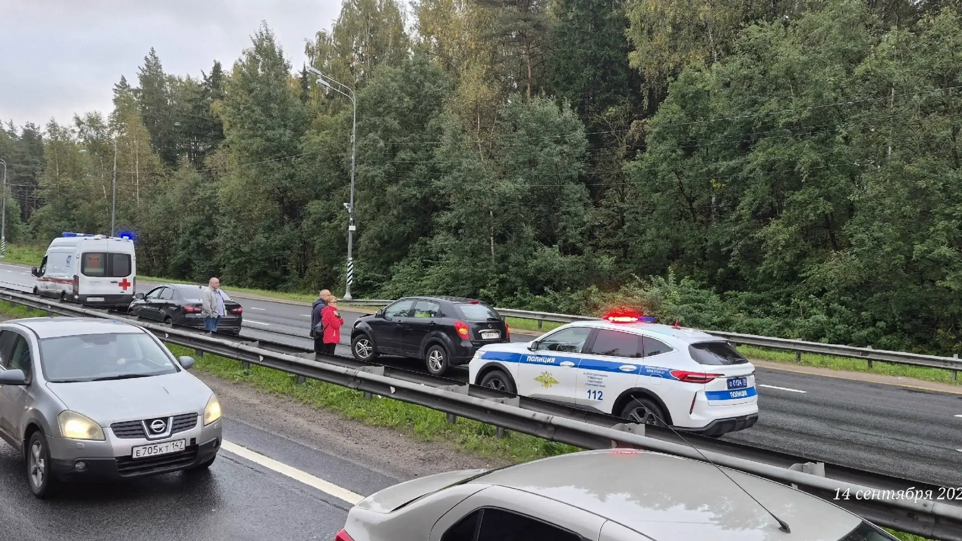 Сегодня рано утром на Мурманском шоссе по направлению в область, после Разметелева, на ...