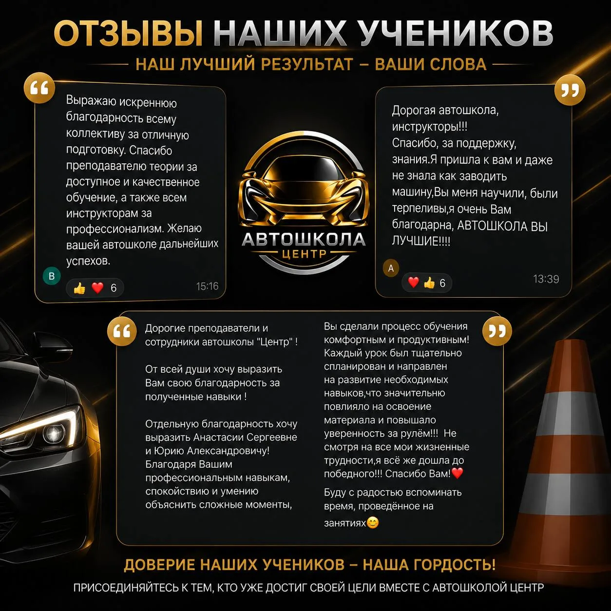 Ваши отзывы — лучший результат нашей работы ❤️

Спасибо каждому ученику за доверие и тёплые слова. М