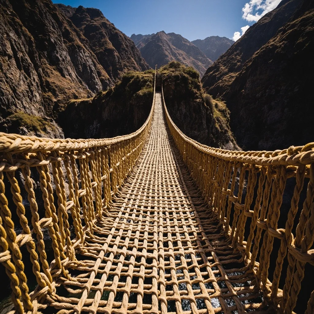 🇵🇪 Перу: мост из травы, который плетут заново каждый год. Уже 500 лет

Через каньон реки Апуримак 