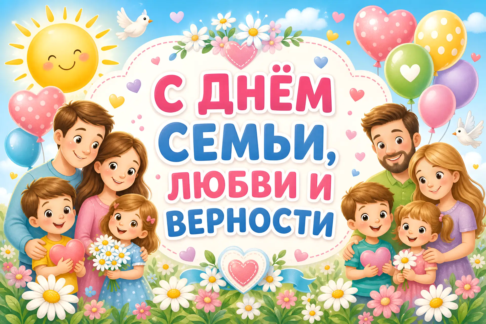 С ДНЁМ СЕМЬИ, ЛЮБВИ И ВЕРНОСТИ!

Пусть в каждом доме, в каждом сердце
Живут любовь, добро, тепло,
И 
