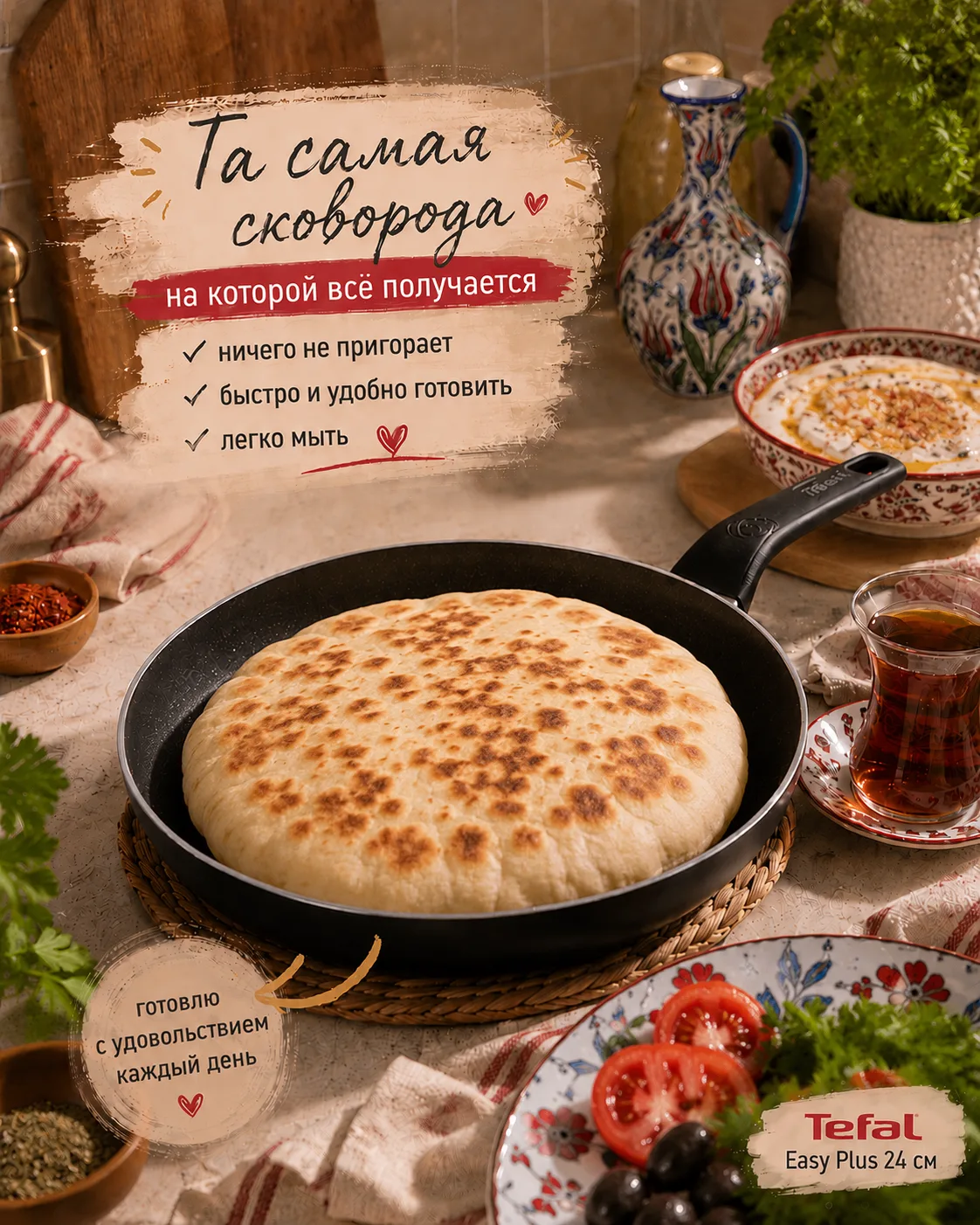 🫓 Есть что-то особенное в домашней базламе 😍

В Турции её часто готовят прямо на сковороде — пышна