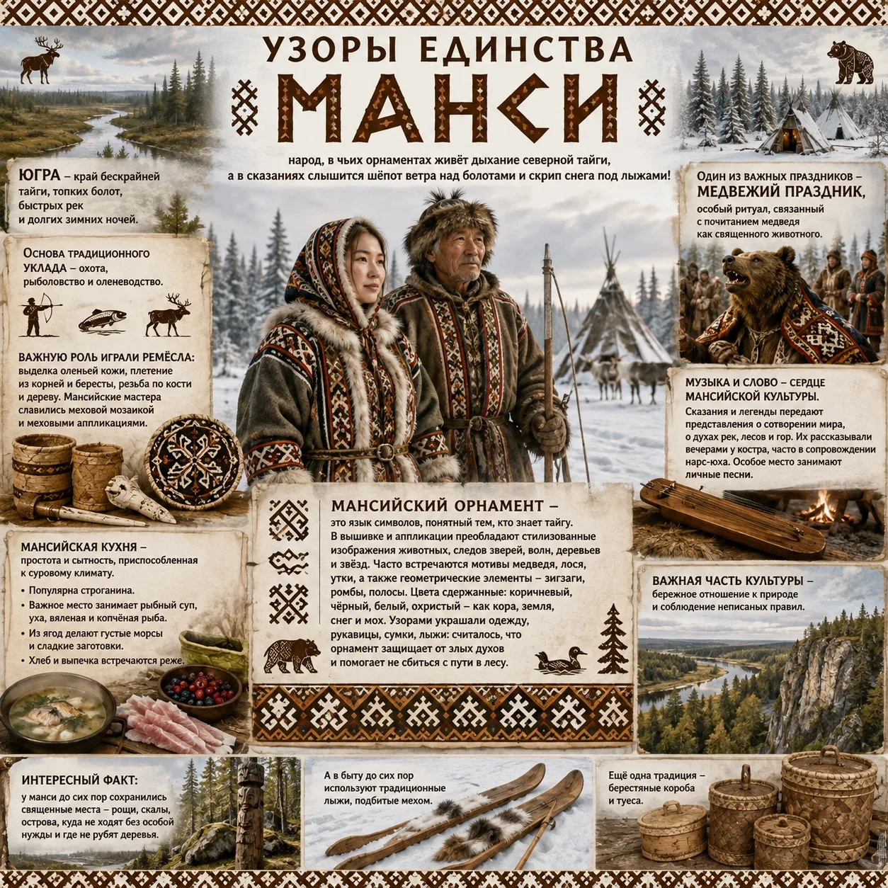 В рубрике «Узоры единства» — манси: народ, в чьих орнаментах живёт дыхание северной тай...