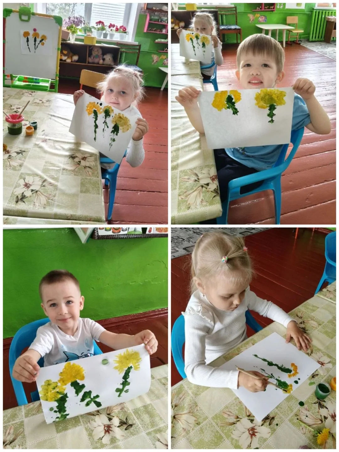 ✨ Во второй младшей группе прошло занятие по рисованию! 
🎨 Тема — «Одуванчики цветы, словно солнышк