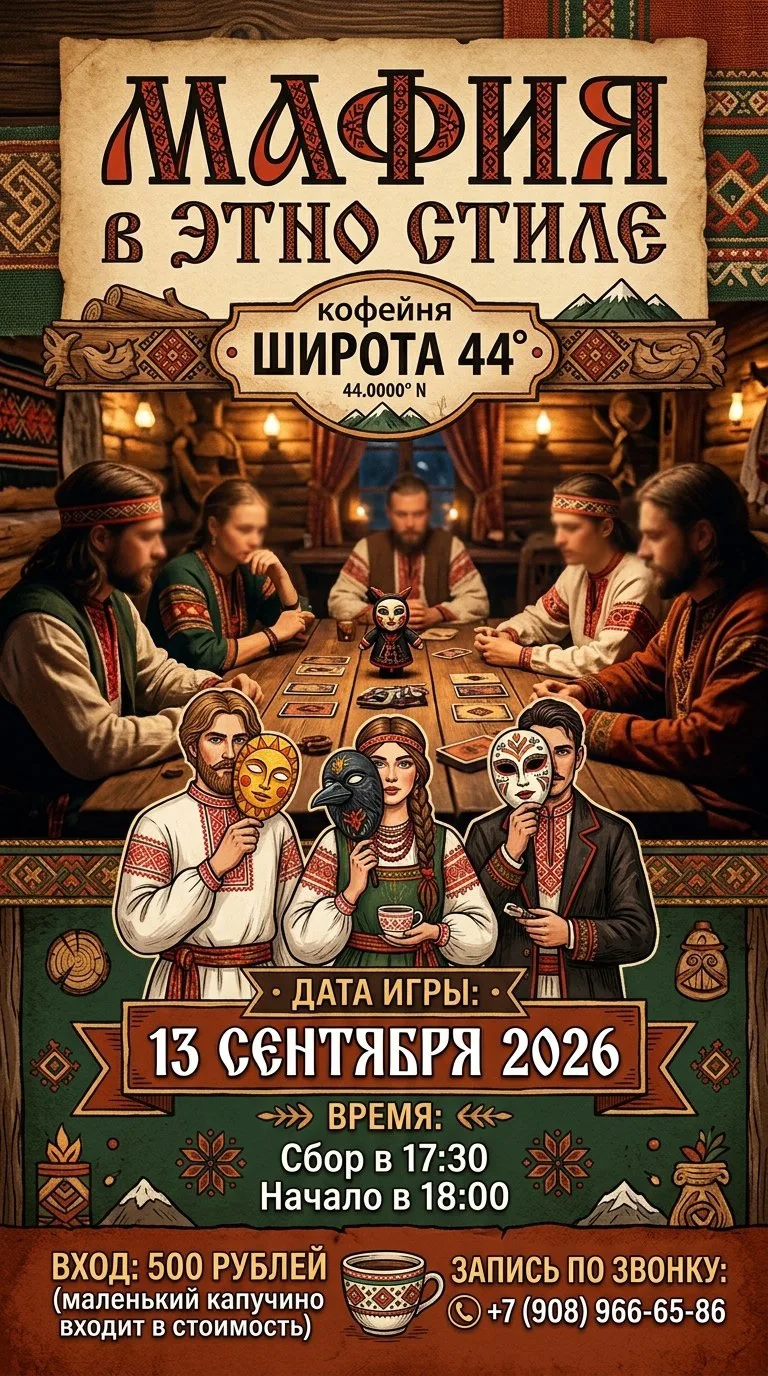 🌿 МАФИЯ В ЭТНО-СТИЛЕ в «Широта 44°» 🌿