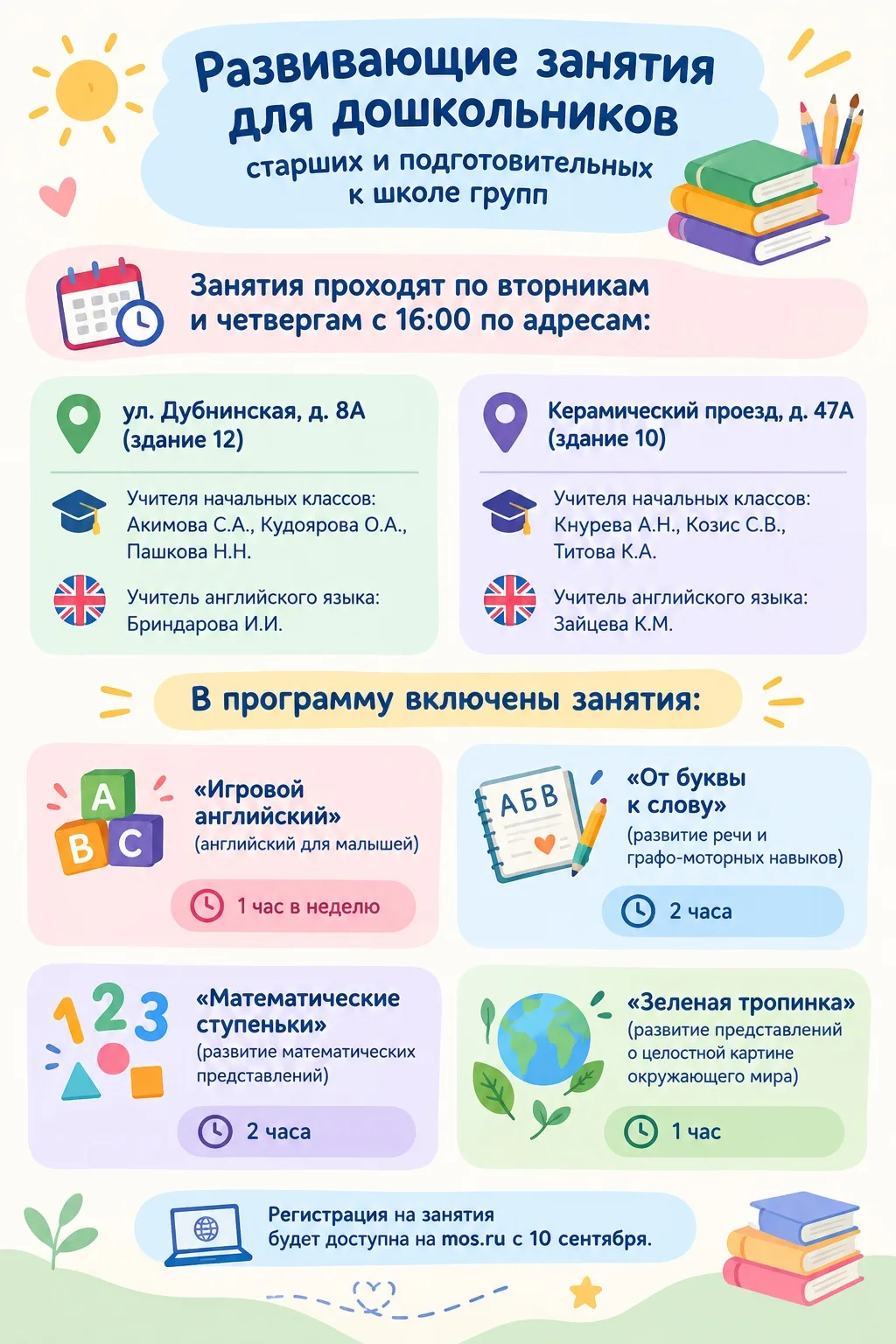 Развивающие занятия для дошкольников старших и подготовительных к школе групп