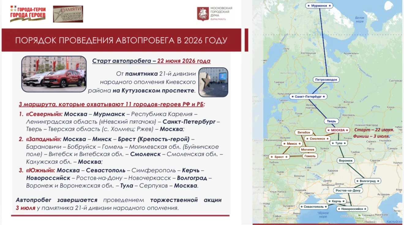 🚗 Подробнее расскажу о маршрутах автопробега «Города-герои – города Героев».