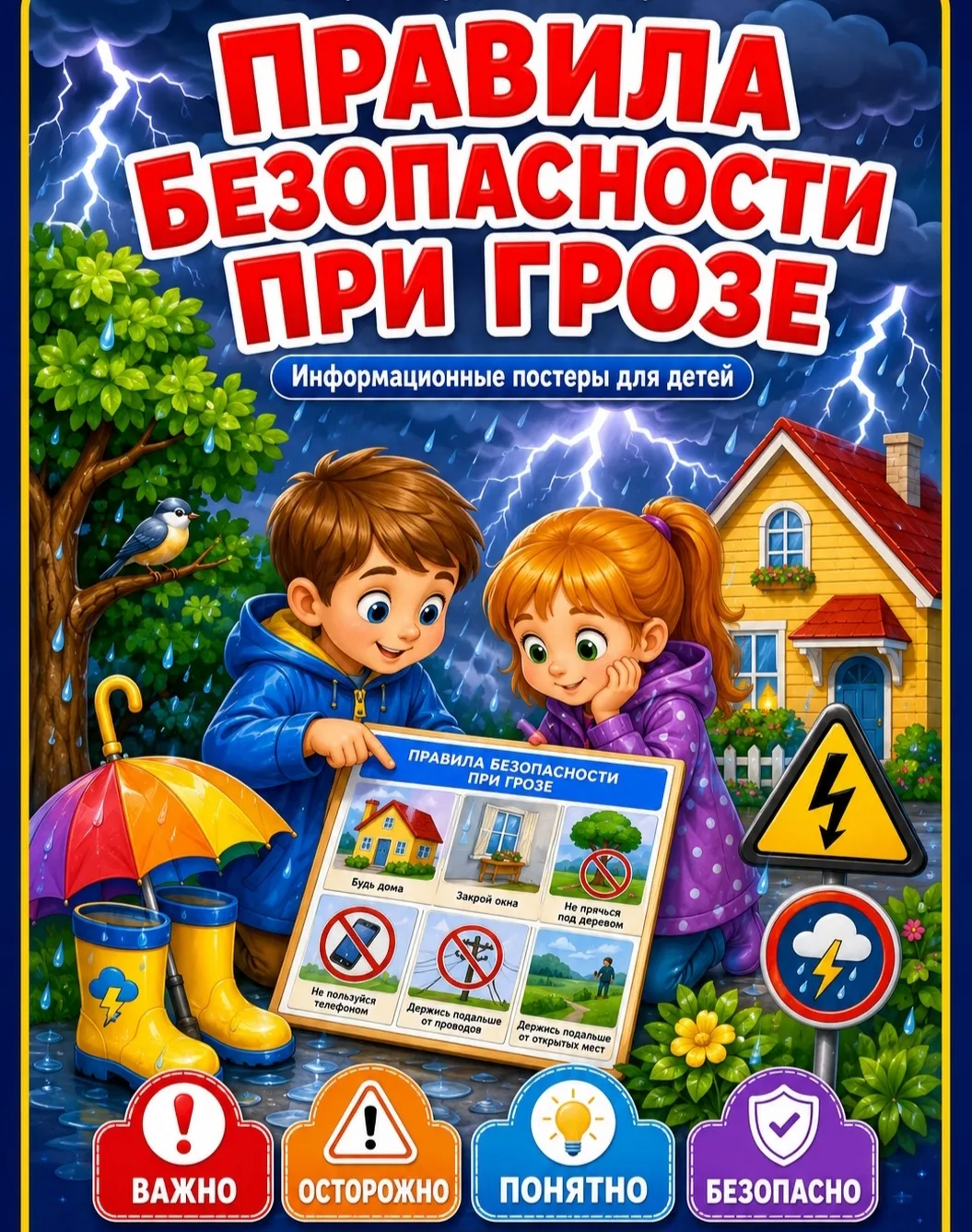 ⚡Гроза — это природное явление, которое мы часто наблюдаем летом: на небе появляются тяжёлые тёмные 