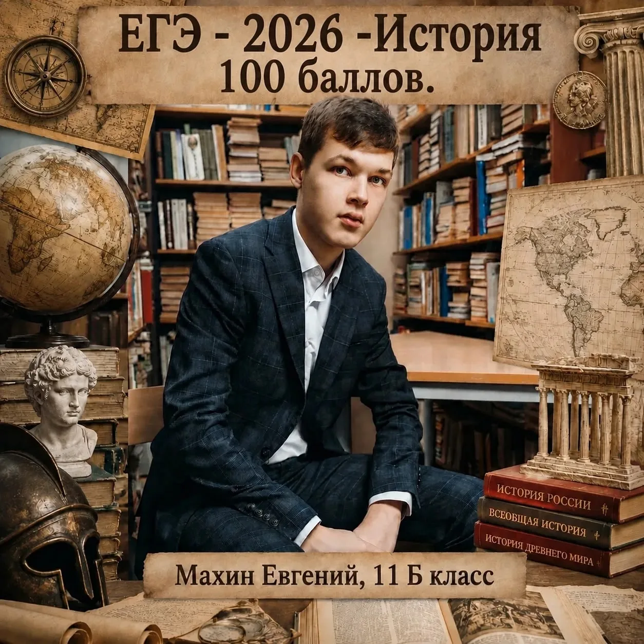 Максимальные 100 баллов на ЕГЭ по истории получил выпускник котласской школы № 7 Евгени...