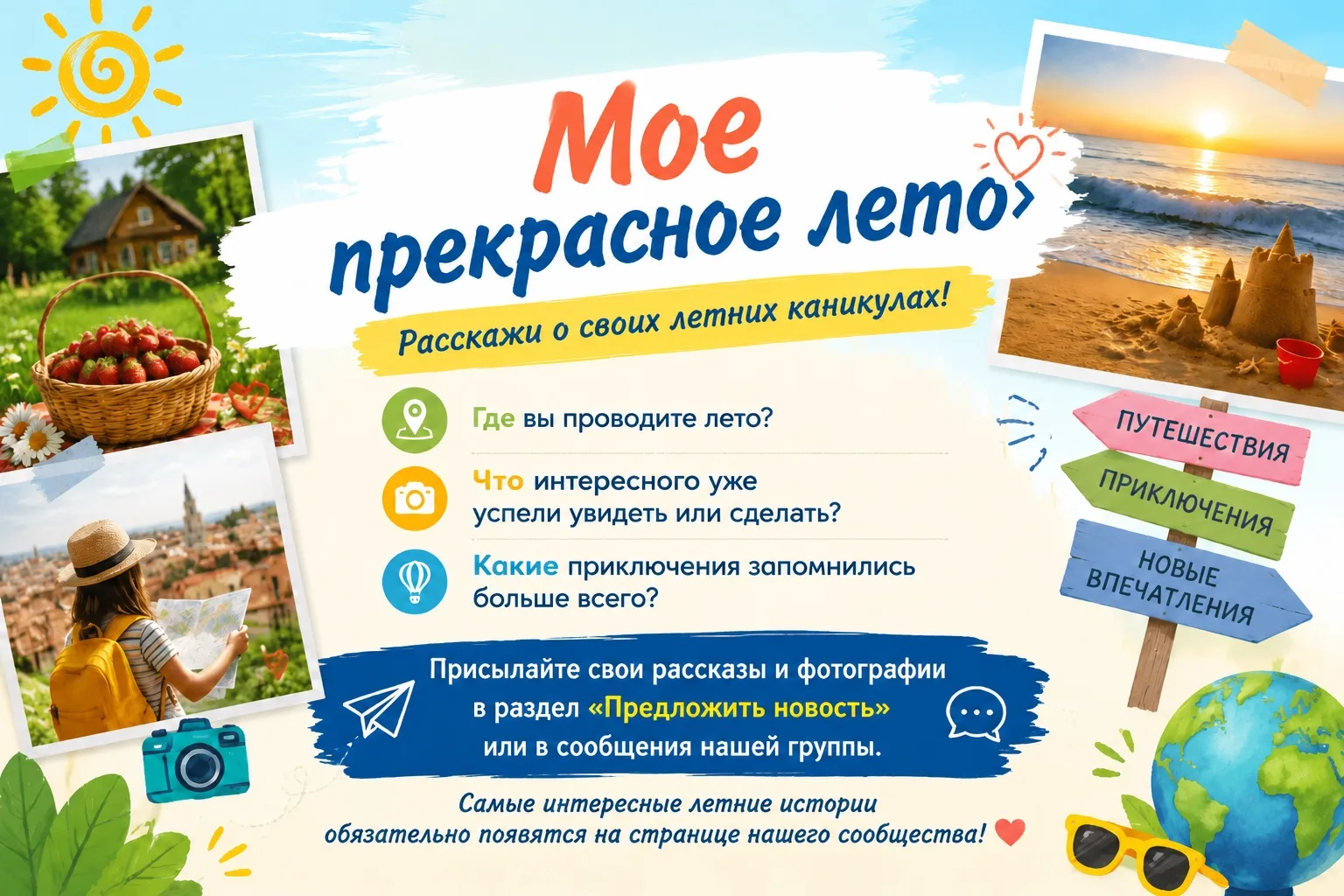 🌞 Лето зовёт! Делитесь своими приключениями и выигрывайте приз!