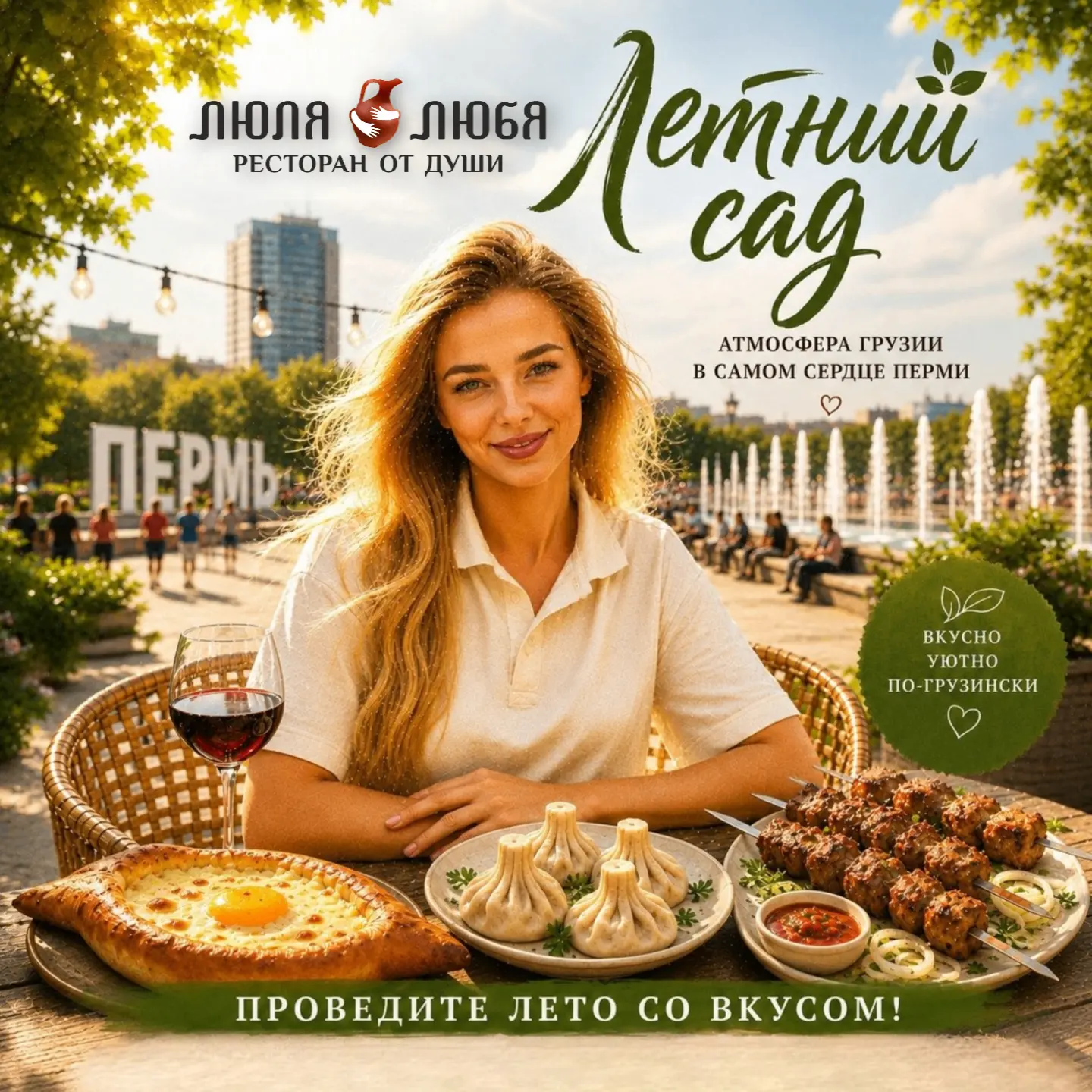 Вай, дорогие пермяки! Приглашаем вас в летний сад ресторана «Люля-Любя» — уютный уголок Грузии в сам