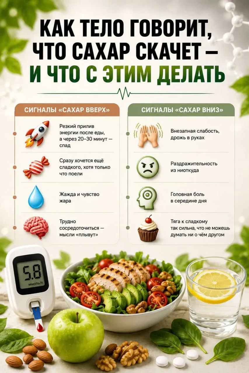 Как тело говорит, что сахар скачет — и что с этим делать?