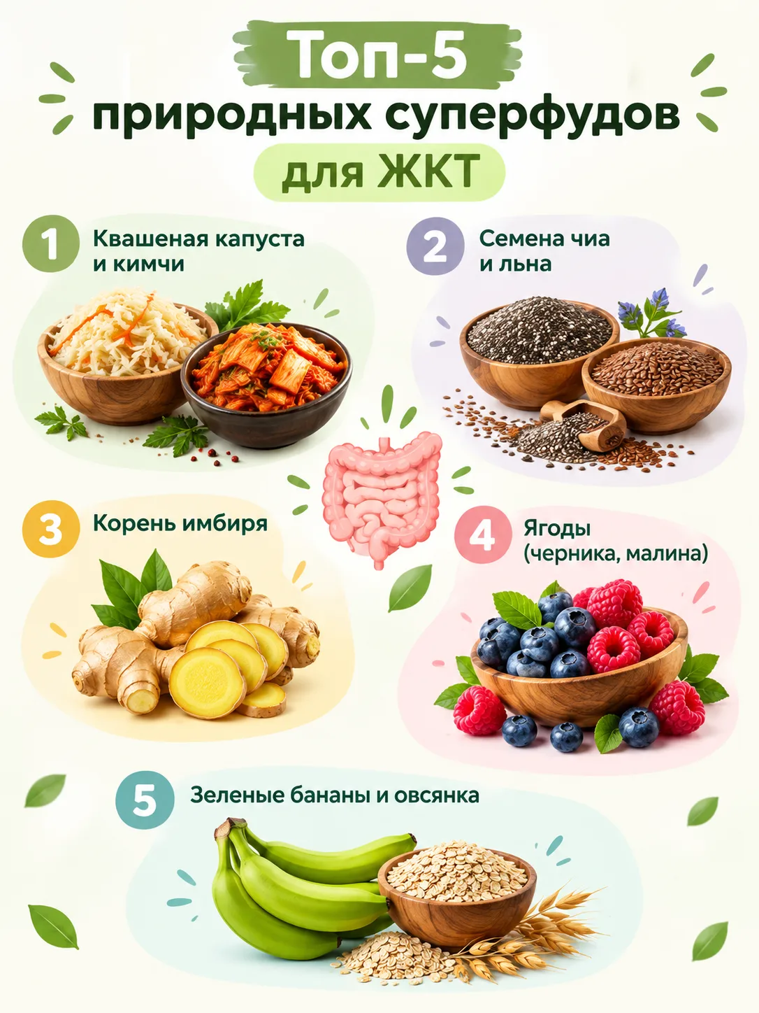 Топ-5 природных суперфудов для ЖКТ.