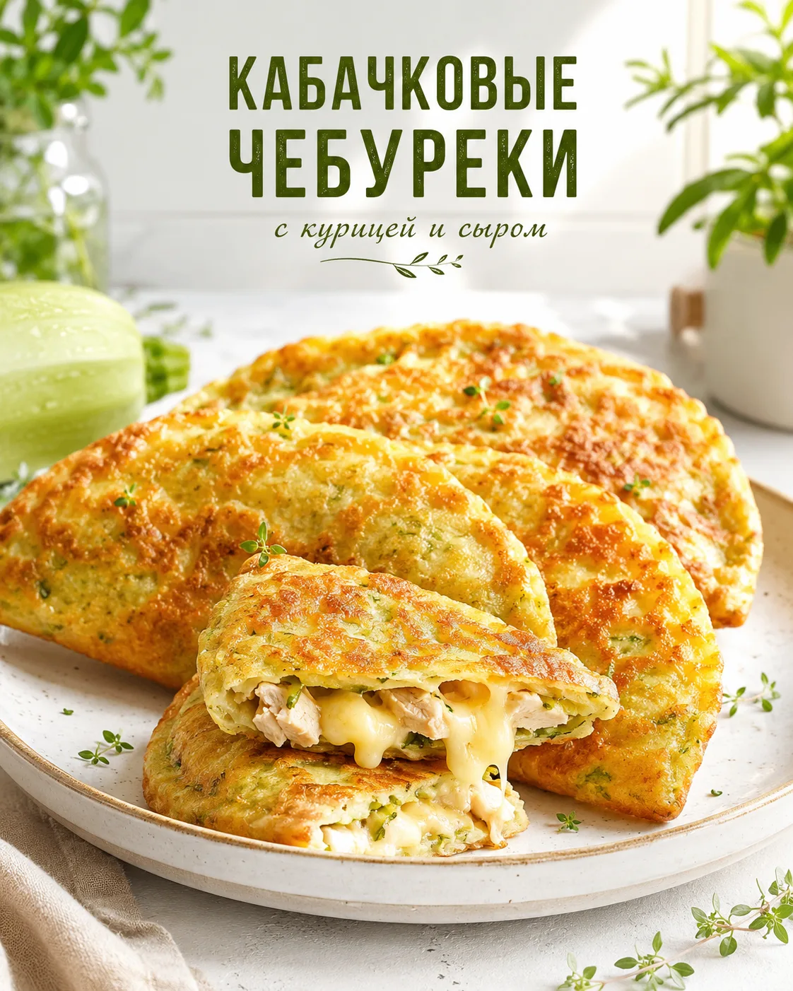 🥒 Кабачковые чебуреки с курицей и сыром