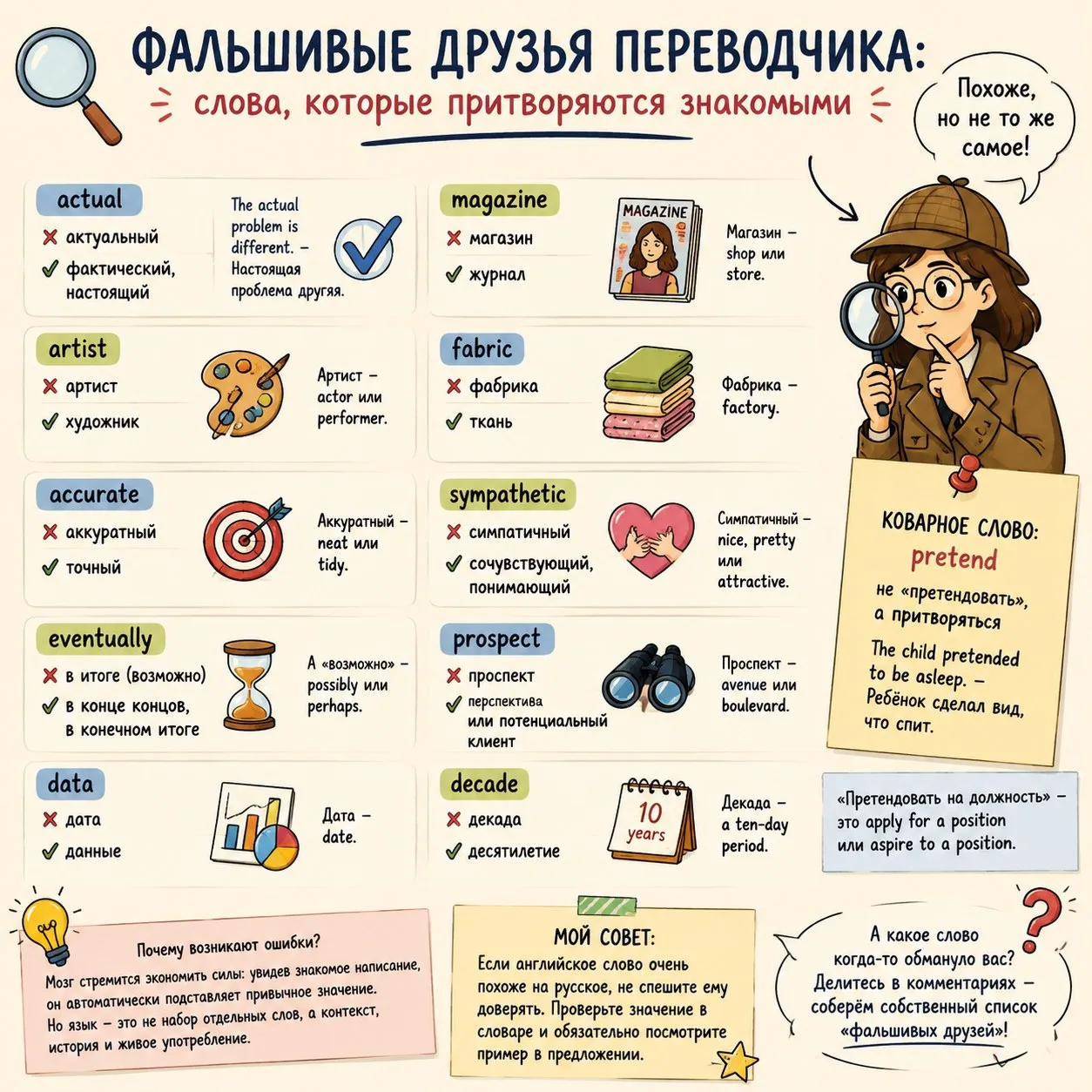 ▎Фальшивые друзья переводчика: слова, которые притворяются знакомыми