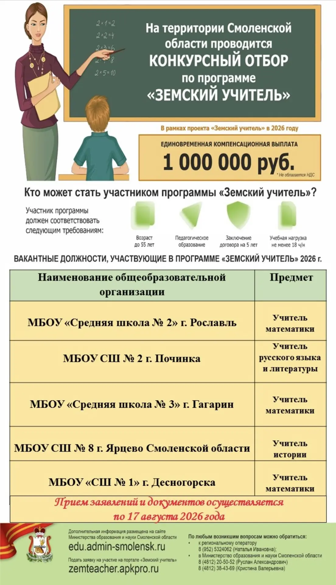 Объявлен дополнительный набор по программе «Земский учитель»!